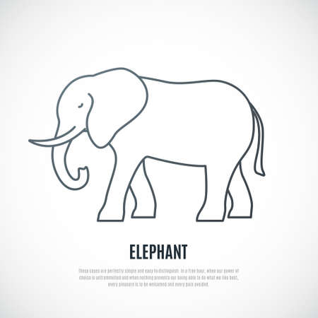 Liner Elephant icon. Simple outline Elephant illustration isolated on white background. Vector emblem.のイラスト素材
