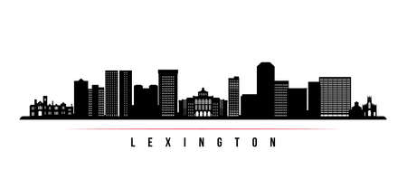 Lexington skyline horizontal banner. Black and white silhouette of Lexington, Kentucky. Vector template for your design.のイラスト素材