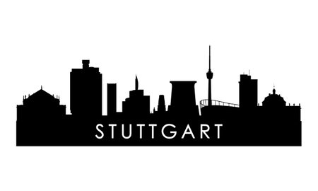 Stuttgart skyline silhouette. Black Stuttgart city design isolated on white background.のイラスト素材