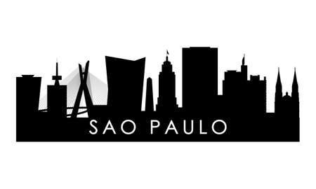 Sao Paulo skyline silhouette. Black Sao Paulo city design isolated on white background.のイラスト素材