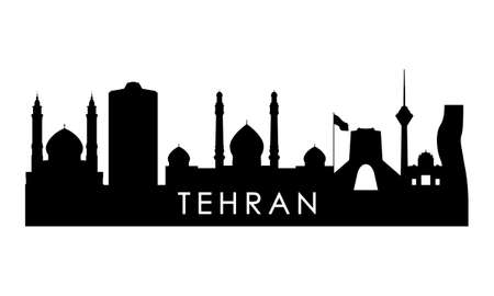 Tehran skyline silhouette. Black Tehran city design isolated on white background.のイラスト素材