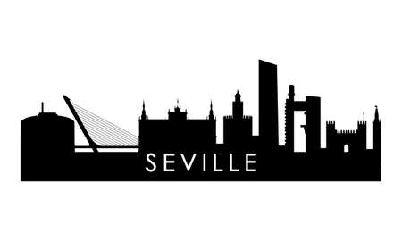 Sevilla skyline silhouette. Black Sevilla city design isolated on white background.のイラスト素材