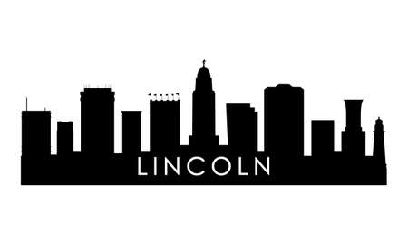 Lincoln skyline silhouette. Black Lincoln city design isolated on white background.のイラスト素材
