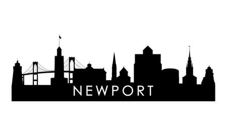 Newport skyline silhouette. Black Newport city design isolated on white background.のイラスト素材
