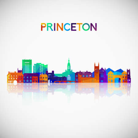 Princeton, NJ skyline silhouette in colorful geometric style. Symbol for your design. Vector illustration.のイラスト素材