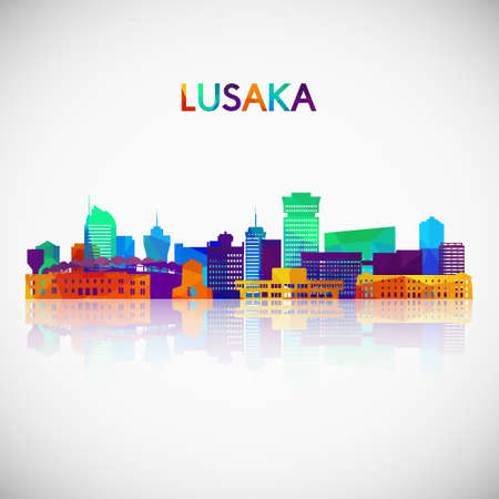 Lusaka skyline silhouette in colorful geometric style. Symbol for your design. Vector illustration.のイラスト素材