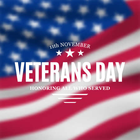 Veterans Day banner. Vector template for USA national holiday. Veterans Day Inscription over a us flag background.のイラスト素材