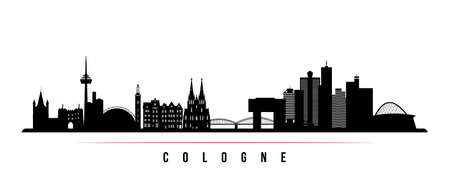 Cologne skyline horizontal banner. Black and white silhouette of Cologne, Germany. Vector template for your design.のイラスト素材