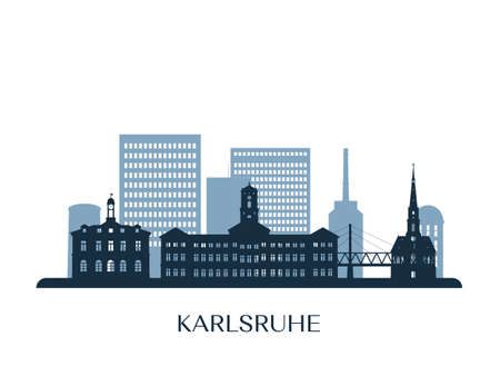 Karlsruhe skyline, monochrome silhouette. Vector illustration.のイラスト素材