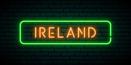 Ireland neon signboard. Glowing banner. Stock vector illustration.のイラスト素材