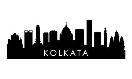 Kolkata skyline silhouette. Black Kolkata city design isolated on white background.のイラスト素材