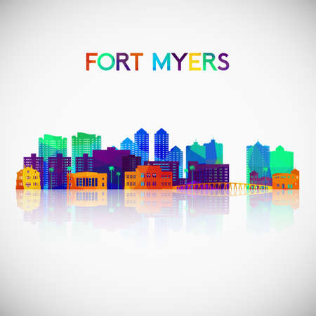 Fort Myers skyline silhouette in colorful geometric style. Symbol for your design. Vector illustration.のイラスト素材