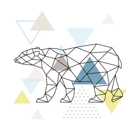 Abstract geometric polar bear. Side view. Scandinavian style. Stock vector illustration.のイラスト素材