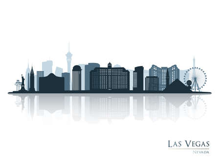 Las Vegas skyline silhouette with reflection. Landscape Las Vegas, Nevada. Vector illustration.のイラスト素材