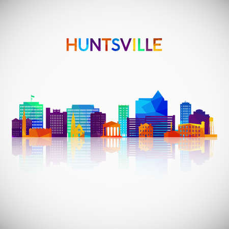 Huntsville skyline silhouette in colorful geometric style. Symbol for your design. Vector illustration.のイラスト素材
