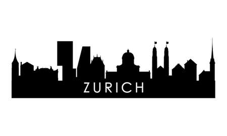 Zurich skyline silhouette. Black Zurich city design isolated on white background.のイラスト素材