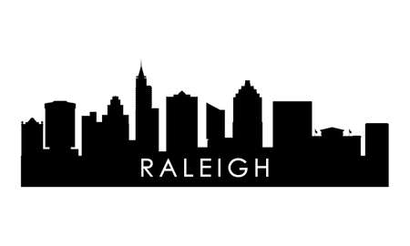 Raleigh skyline silhouette. Black Raleigh city design isolated on white background.のイラスト素材