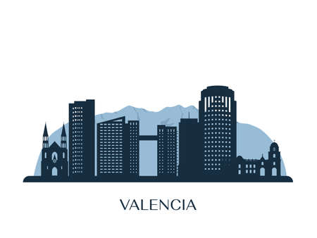 Valencia, Venezuela skyline monochrome silhouette. Vector illustration.のイラスト素材