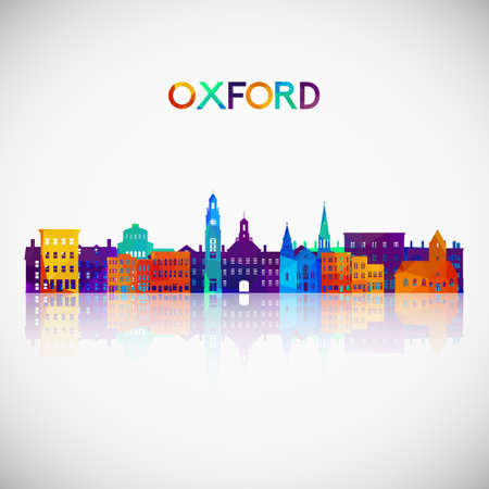 Oxford, Ohio skyline silhouette in colorful geometric style. Symbol for your design. Vector illustration.のイラスト素材