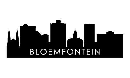 Bloemfontein skyline silhouette. Black Bloemfontein city design isolated on white background.のイラスト素材