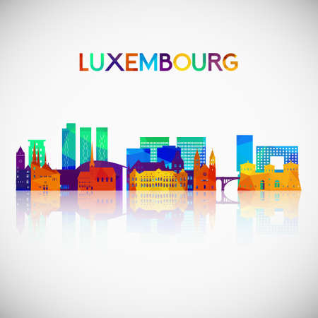Luxembourg skyline silhouette in colorful geometric style. Symbol for your design. Vector illustration.のイラスト素材