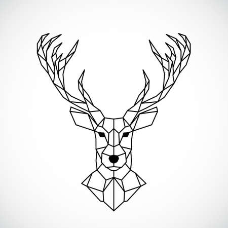 Geometric Deer Head. Abstract polygonal style. Reindeer Line contour for tattoo, emblem, t-shirt design etc. Stock vector illustration.のイラスト素材