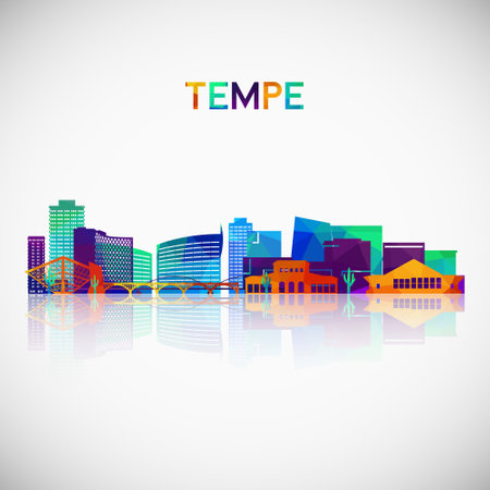 Tempe, AZ skyline silhouette in colorful geometric style. Symbol for your design. Vector illustration.のイラスト素材