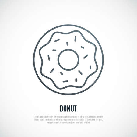 Donut outline icon isolated on white background. Stock vector illustration.のイラスト素材