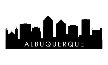 Albuquerque skyline silhouette. Black Albuquerque design isolated on white background.のイラスト素材