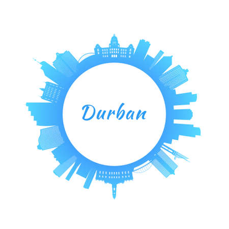 Durban skyline with colorful buildings. Circle style. Vector illustration.のイラスト素材
