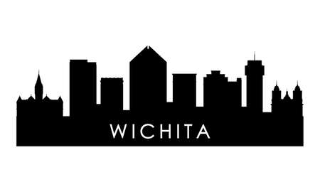 Wichita skyline silhouette. Black Wichita design isolated on white background.のイラスト素材