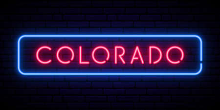 Colorado neon signboard. Bright light banner. Stock vector illustration.のイラスト素材