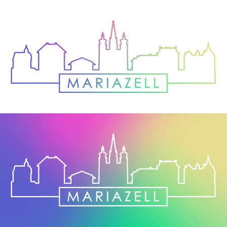 Mariazell skyline. Colorful linear style. Editable vector file.のイラスト素材