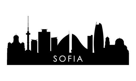 Sofia skyline silhouette. Black Sofia city design isolated on white background.のイラスト素材