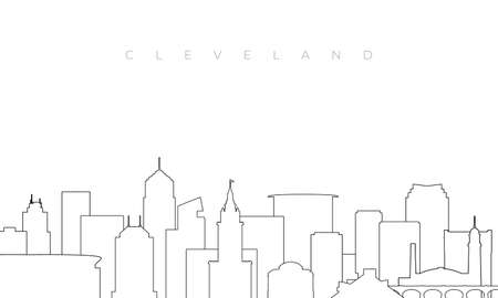 Outline Cleveland skyline. Trendy template with Cleveland city buildings and landmarks in line style. Stock vector design.のイラスト素材