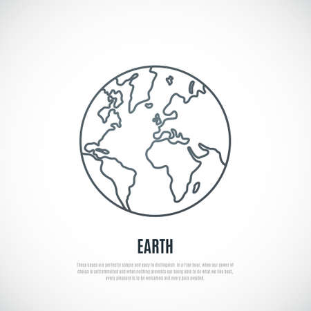 Simple Earth template. Earth planet line icon. Vector illustration.のイラスト素材