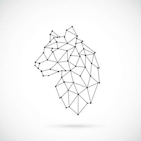 Vector geometric Tiger illustration. Simple polygonal Wildcat emblem. Side view. Tiger in the form of constellation.のイラスト素材