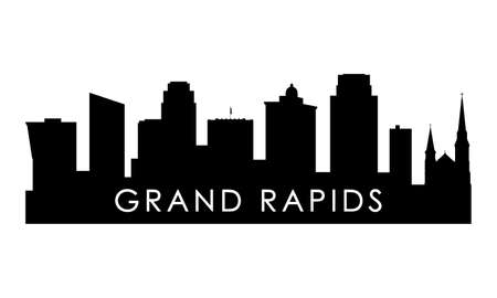 Grand Rapids skyline silhouette. Black Grand Rapids city design isolated on white background.のイラスト素材