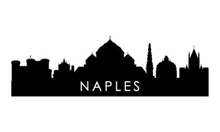 Naples skyline silhouette. Black Naples city design isolated on white background.のイラスト素材