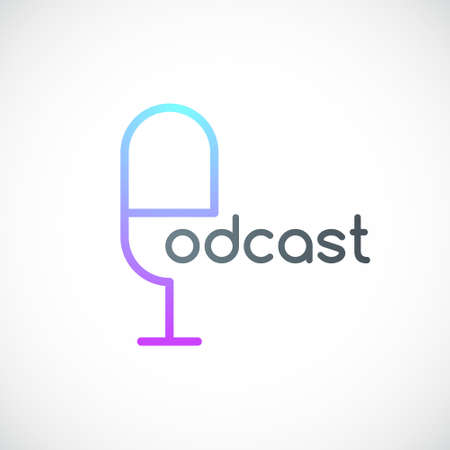 Podcast emblem. Trendy concept design for radio or podcast show. Vector illustration.のイラスト素材
