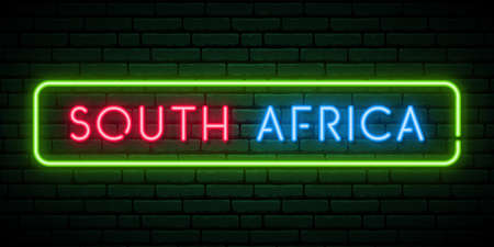 South Africa neon sign board. Bright light banner. stock vector illustration.のイラスト素材