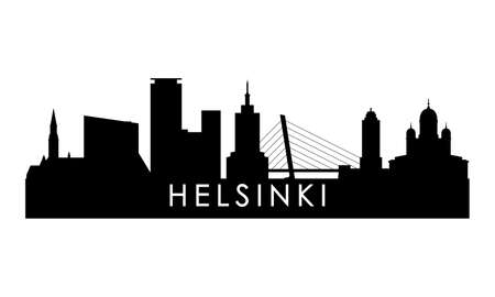 Helsinki skyline silhouette. Black Helsinki city design isolated on white background.のイラスト素材