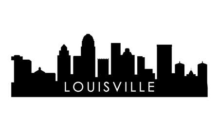 Louisville skyline silhouette. Black Louisville city design isolated on white background.のイラスト素材