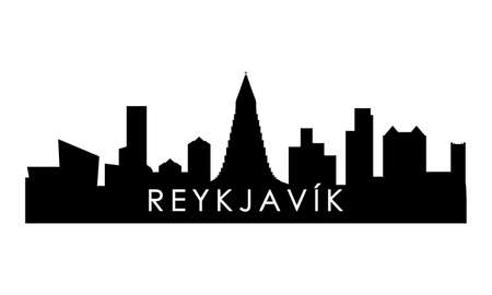 ReykjavÃ­k skyline silhouette. Black ReykjavÃ­k city design isolated on white background.のイラスト素材