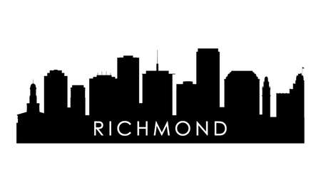 Richmond skyline silhouette. Black Richmond city design isolated on white background.のイラスト素材