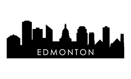 Edmonton skyline silhouette. Black Edmonton city design isolated on white background.のイラスト素材