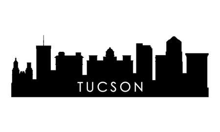 Tucson skyline silhouette. Black Tucson city design isolated on white background.のイラスト素材