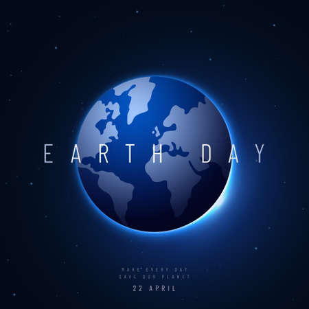 Concept World Earth Day banner. Planet earth shape on dark space background. Ecology, environment safety design. vector illustration.のイラスト素材