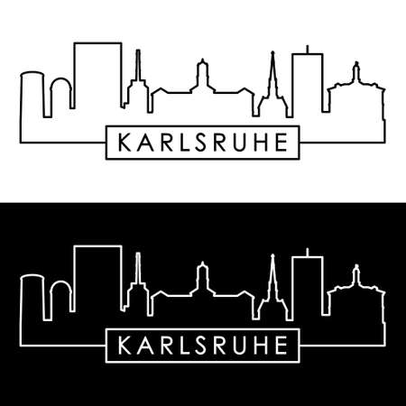 Karlsruhe skyline. Linear style. Editable vector file.のイラスト素材