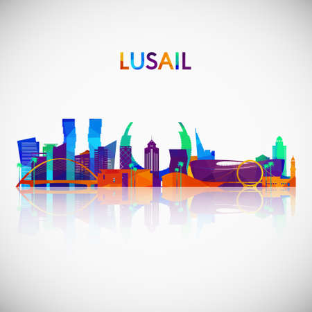 Lusail skyline silhouette in colorful geometric style. Symbol for your design. vector illustration.のイラスト素材